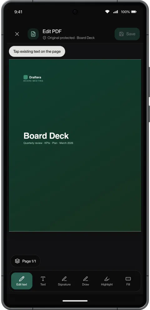 Draftera PDF editor on Android
